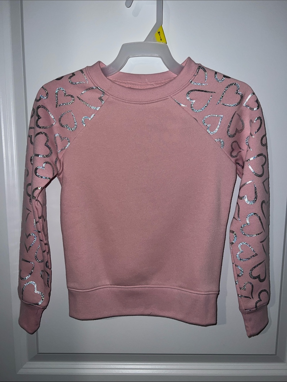 Women's Pink Crewneck Sweatshirt with Silver Heart Accents
